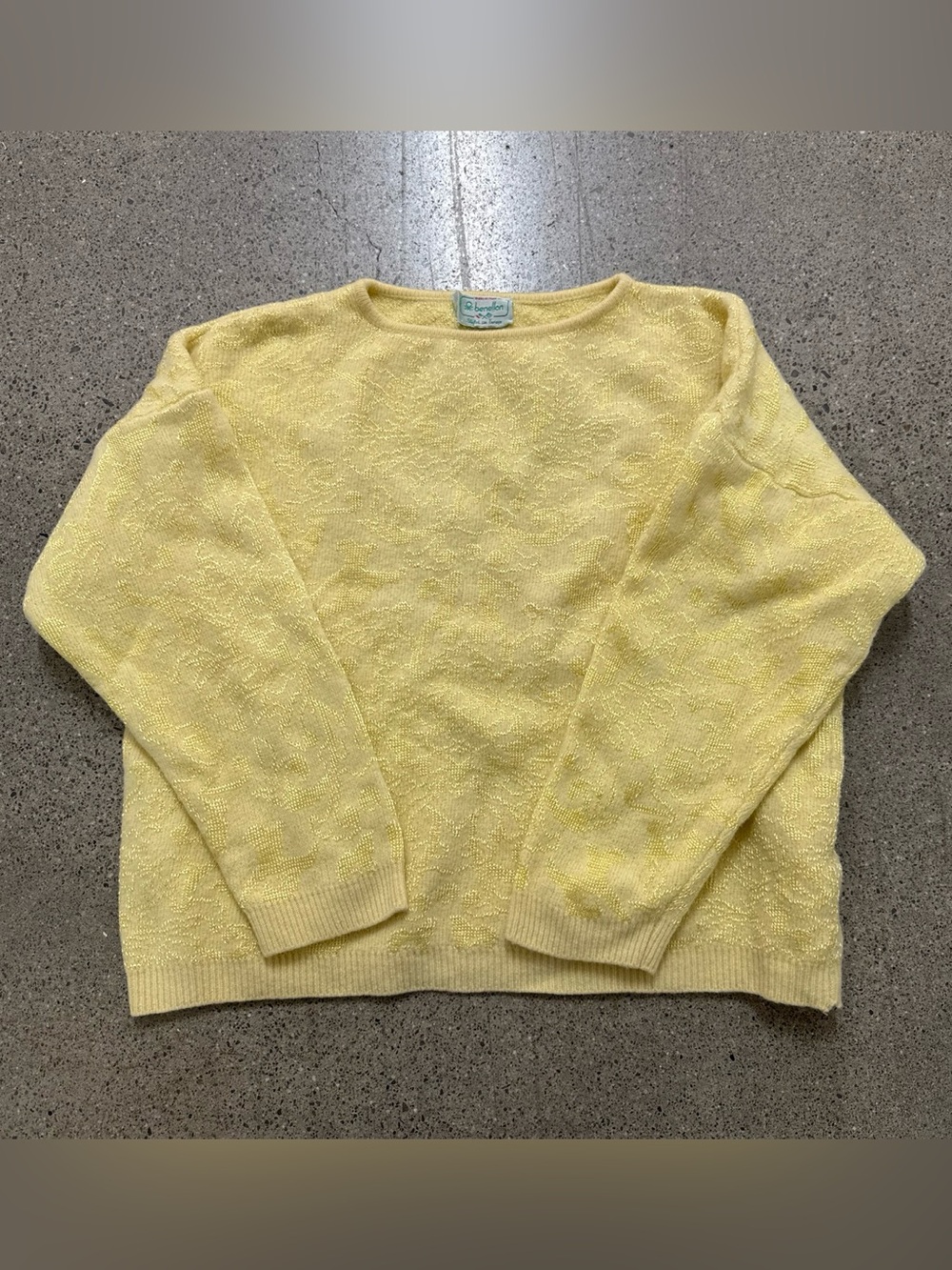 Vintage Benetton pastel pale yellow wool sweater